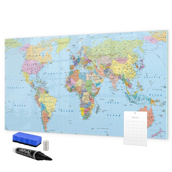 Schreib magnettafel Weltkarte mit persönlichen Fotos