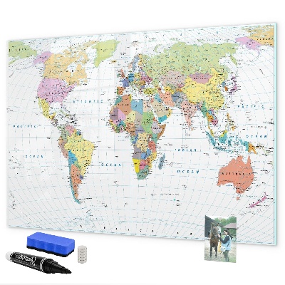 Magnettafel zum schreiben Weltkarte mit persönlichen Fotos