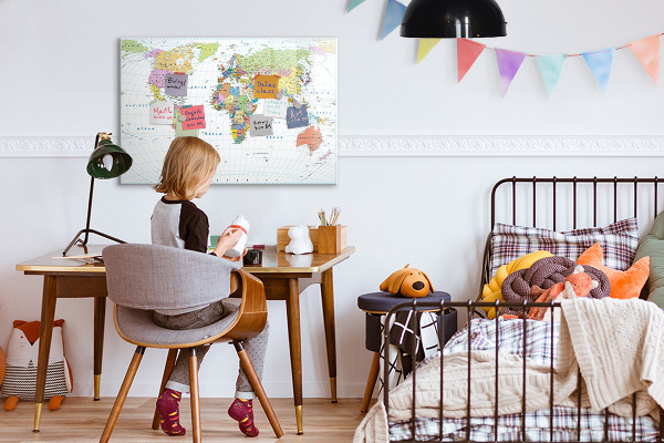 Magnettafel zum schreiben Weltkarte mit persönlichen Fotos