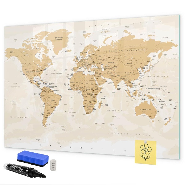 Schreib magnettafel Reisekarte mit Orten zum Markieren