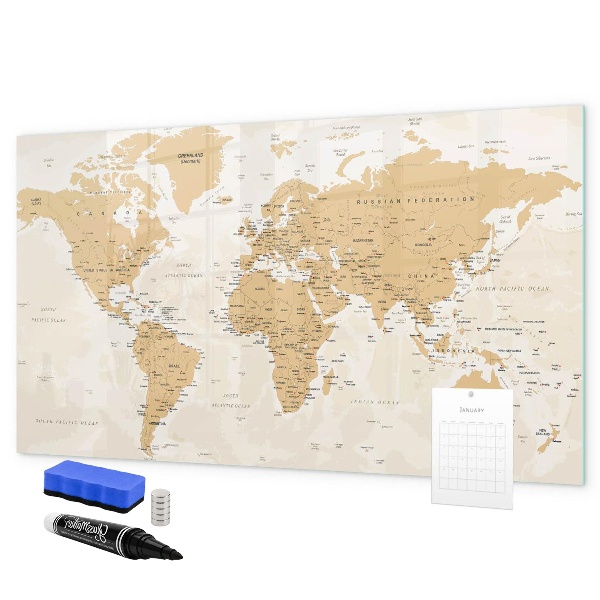 Schreib magnettafel Reisekarte mit Orten zum Markieren