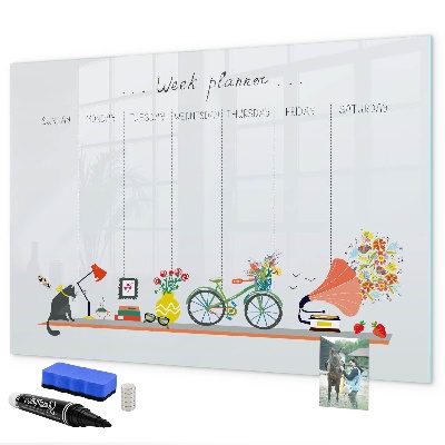 Schreib magnettafel Wochenplaner mit Fotos und Notizen