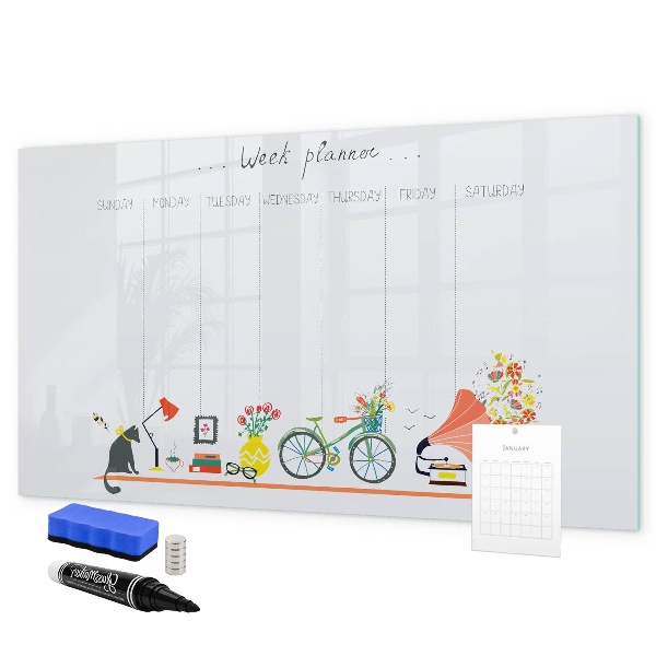 Schreib magnettafel Wochenplaner mit Fotos und Notizen