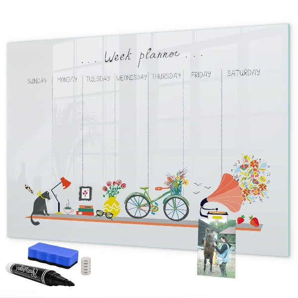 Schreib magnettafel Wochenplaner mit Fotos und Notizen