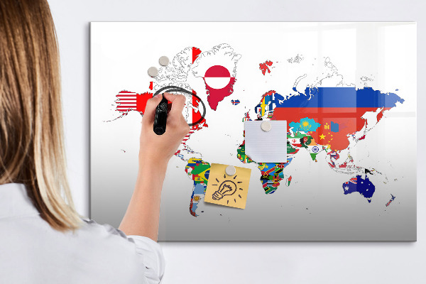 Schreib magnettafel Weltkarte mit Fotostandorten