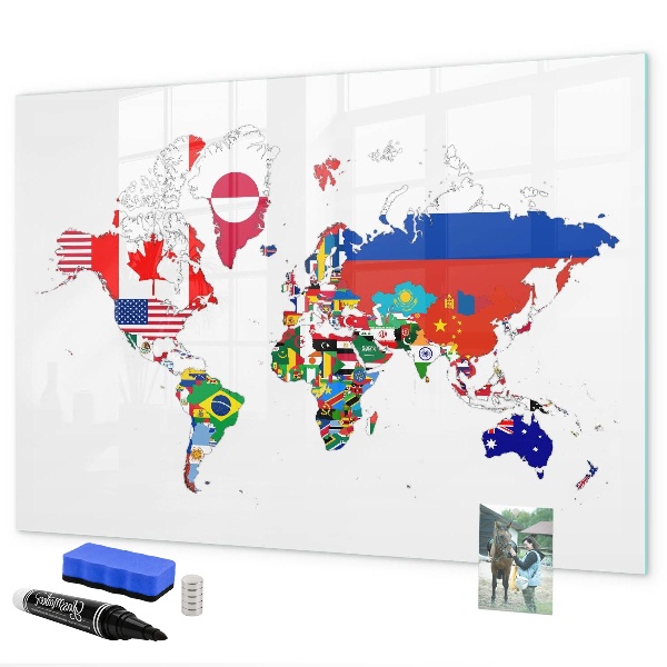 Schreib magnettafel Weltkarte mit Fotostandorten