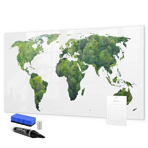 Magnettafel zum schreiben Grüne Weltkarte mit Fotos