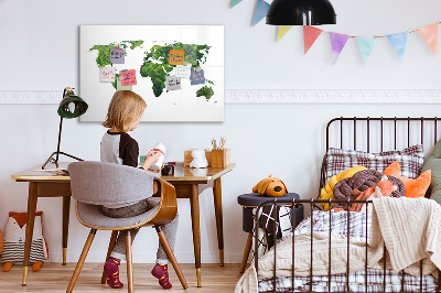 Magnettafel zum schreiben Grüne Weltkarte mit Fotos