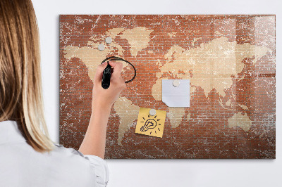 Magnettafel zum schreiben Weltkarte mit Fotostandorten