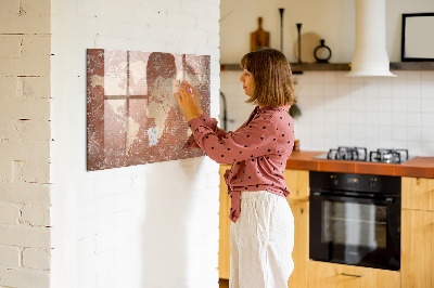 Magnettafel zum schreiben Weltkarte mit Fotostandorten