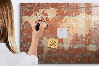 Magnettafel zum schreiben Weltkarte mit Fotostandorten
