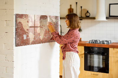 Magnettafel zum schreiben Weltkarte mit Fotostandorten