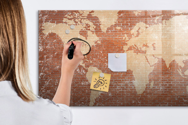 Magnettafel zum schreiben Weltkarte mit Fotostandorten