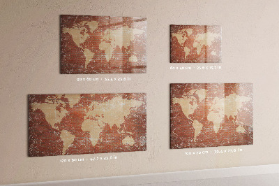 Magnettafel zum schreiben Weltkarte mit Fotostandorten