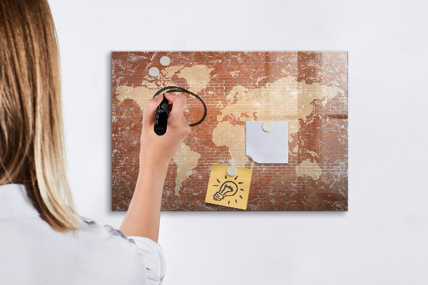 Magnettafel zum schreiben Weltkarte mit Fotostandorten