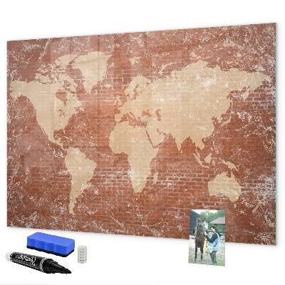 Magnettafel zum schreiben Weltkarte mit Fotostandorten