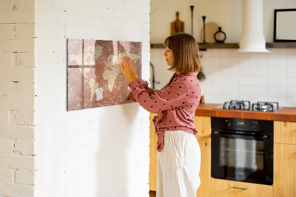 Magnettafel zum schreiben Weltkarte mit Fotostandorten