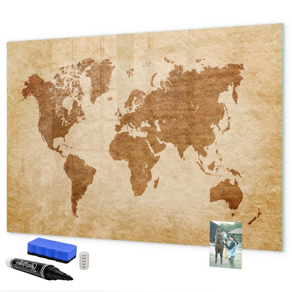 Schreib magnettafel Eine Weltkarte mit Gedenkstätten