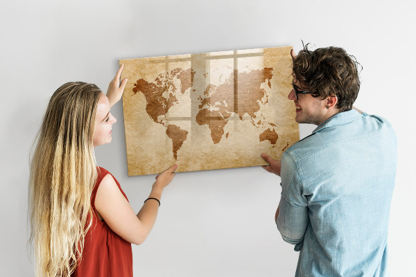 Schreib magnettafel Eine Weltkarte mit Gedenkstätten