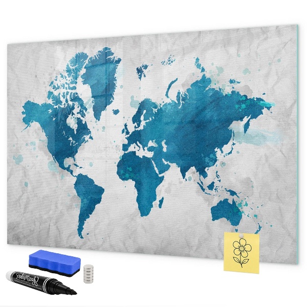 Magnettafel zum schreiben Weltkarte mit persönlichen Fotos