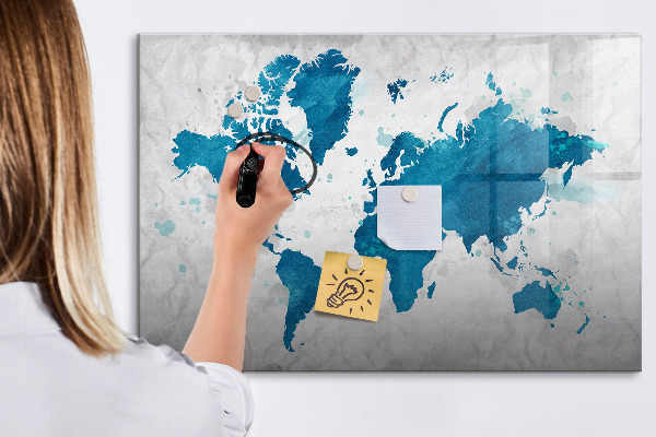Magnettafel zum schreiben Weltkarte mit persönlichen Fotos