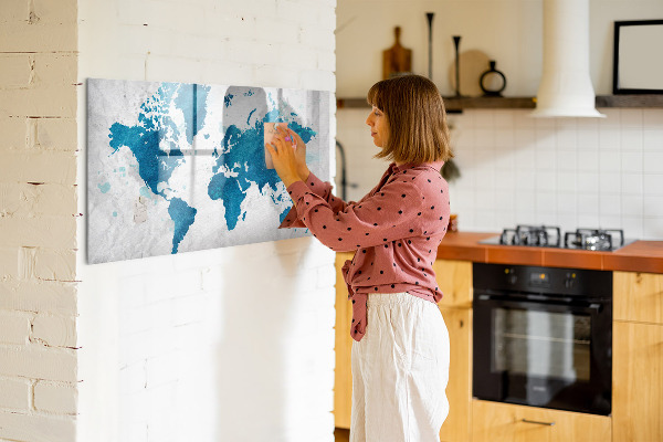 Magnettafel zum schreiben Weltkarte mit persönlichen Fotos