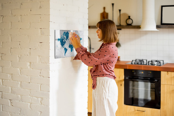 Magnettafel zum schreiben Weltkarte mit persönlichen Fotos