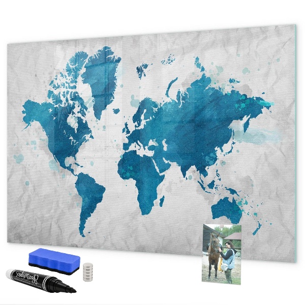 Magnettafel zum schreiben Weltkarte mit persönlichen Fotos