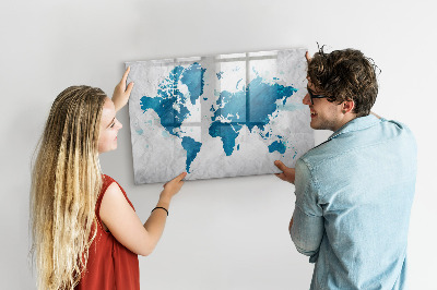 Magnettafel zum schreiben Weltkarte mit persönlichen Fotos