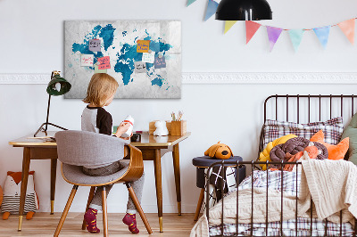 Magnettafel zum schreiben Weltkarte mit persönlichen Fotos