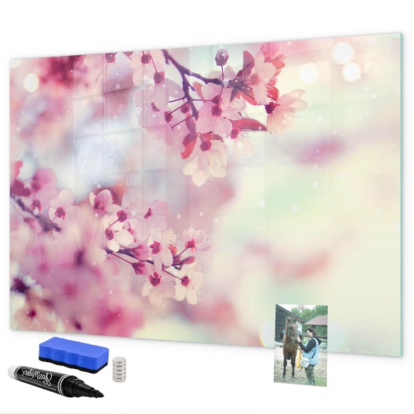 Magnettafel zum schreiben Blumencollage mit Fotos und Notizen