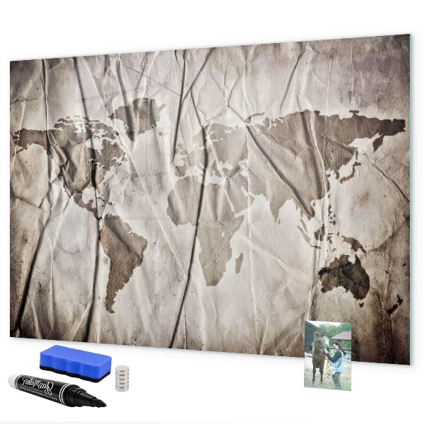 Schreib magnettafel Weltkarte mit Fotos und Zubehör