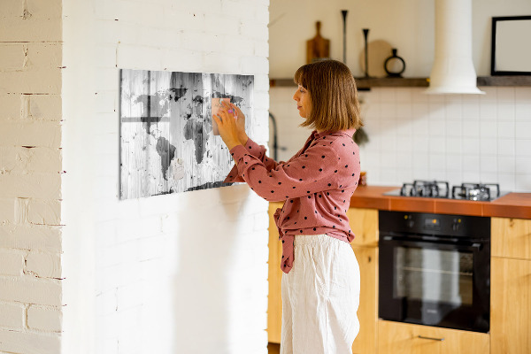 Magnettafel zum schreiben Eine Weltkarte mit persönlichen Erinnerungen
