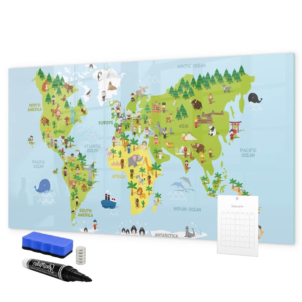 Magnettafel zum schreiben Interaktive Weltkarte mit Fotos
