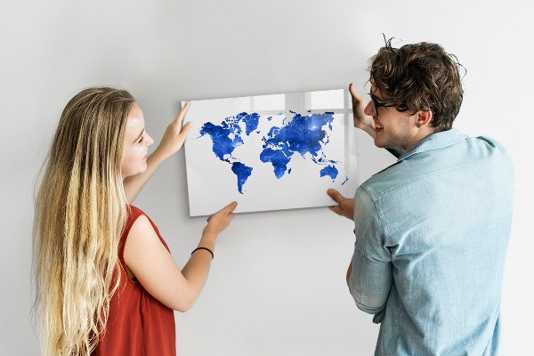 Schreib magnettafel Weltkarte mit Fotostandorten