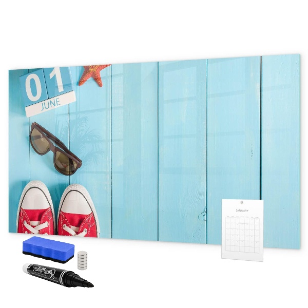 Schreib magnettafel Sommererinnerungen auf blauem Hintergrund