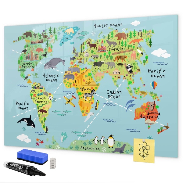Schreib magnettafel Weltkarte mit Fotostandorten
