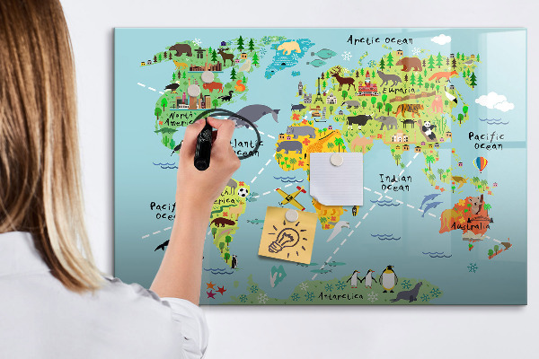 Schreib magnettafel Weltkarte mit Fotostandorten