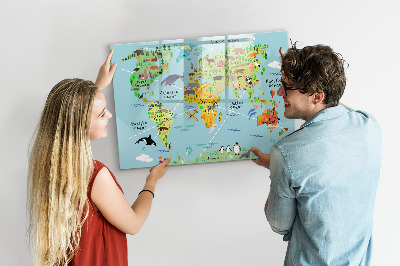 Schreib magnettafel Weltkarte mit Fotostandorten