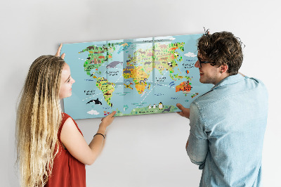 Schreib magnettafel Weltkarte mit Fotostandorten