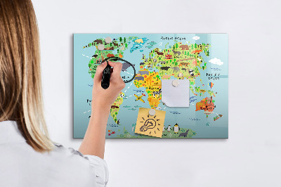 Schreib magnettafel Weltkarte mit Fotostandorten