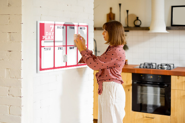 Schreib magnettafel Wochenplan mit Platz für Fotos