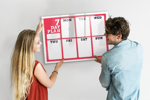 Schreib magnettafel Wochenplan mit Platz für Fotos