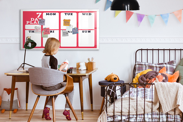Schreib magnettafel Wochenplan mit Platz für Fotos
