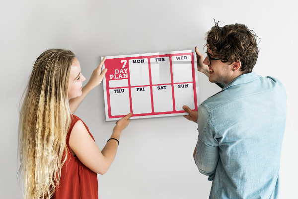 Schreib magnettafel Wochenplan mit Platz für Fotos