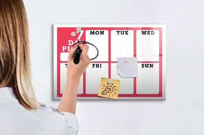 Schreib magnettafel Wochenplan mit Platz für Fotos