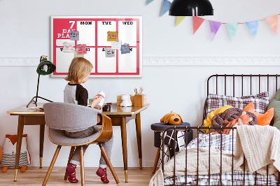 Schreib magnettafel Wochenplan mit Platz für Fotos