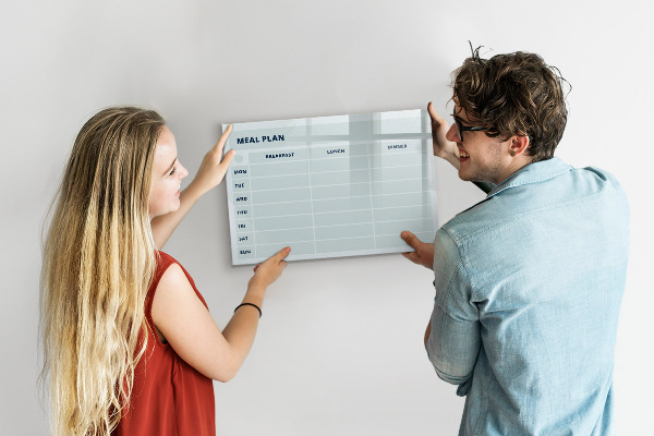 Schreib magnettafel Speiseplan mit Platz für Fotos