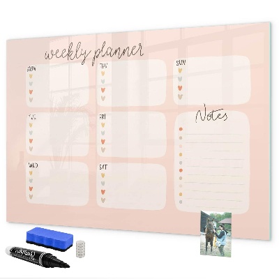 Magnettafel zum schreiben Wochenplaner mit Platz für Fotos