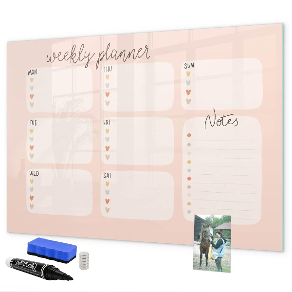 Magnettafel zum schreiben Wochenplaner mit Platz für Fotos